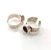 Ring Blank Setting Hammered Ring Base Bezel inlay Ring Backs Glass Cabochon Mounting Adjustable Antique Silver Plated Ring (10x8mm ) G16066