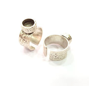 Ring Blank Setting Hammered Ring Base Bezel inlay Ring Backs Glass Cabochon Mounting Adjustable Antique Silver Plated Ring (8mm ) G16071