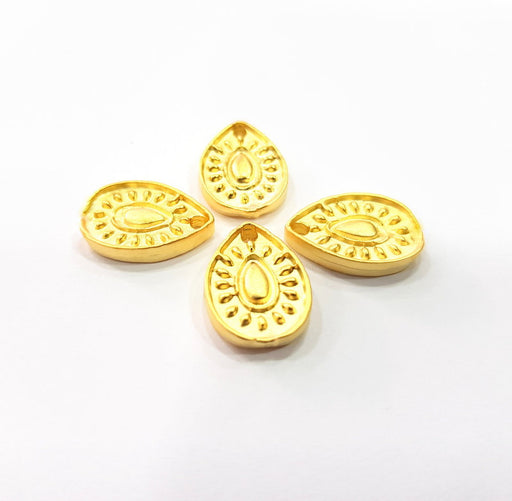 4 Tardrop Charms Gold Plated Charms  (11mm)  G16086