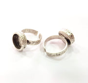 Ring Blank Setting Hammered Ring Base Bezel inlay Ring Backs Glass Cabochon Mounting Adjustable Antique Silver Plated Ring (12mm ) G16076