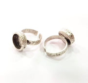 Ring Blank Setting Hammered Ring Base Bezel inlay Ring Backs Glass Cabochon Mounting Adjustable Antique Silver Plated Ring (12mm ) G16076