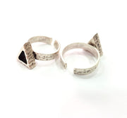 Ring Blank Setting Hammered Ring Base Bezel inlay Ring Backs Glass Cabochon Mounting Adjustable Antique Silver Plated Ring (6x6mm ) G16079
