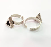Ring Blank Setting Hammered Ring Base Bezel inlay Ring Backs Glass Cabochon Mounting Adjustable Antique Silver Plated Ring (6x6mm ) G16079