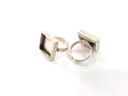 Ring Blank Setting Hammered Ring Base Bezel inlay Ring Backs Glass Cabochon Mounting Adjustable Antique Silver Plated Ring (16x16mm ) G16080