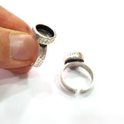 Ring Blank Setting Hammered Ring Base Bezel inlay Ring Backs Glass Cabochon Mounting Adjustable Antique Silver Plated Ring (10mm ) G16082