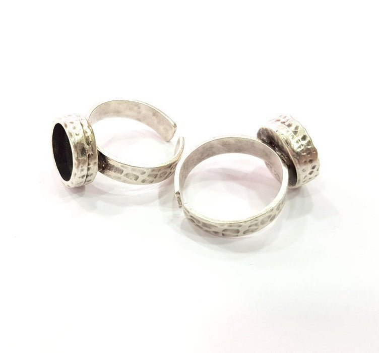 Hammered Silver Ring Blanks, Adjustable Ring Base Blank, Antique