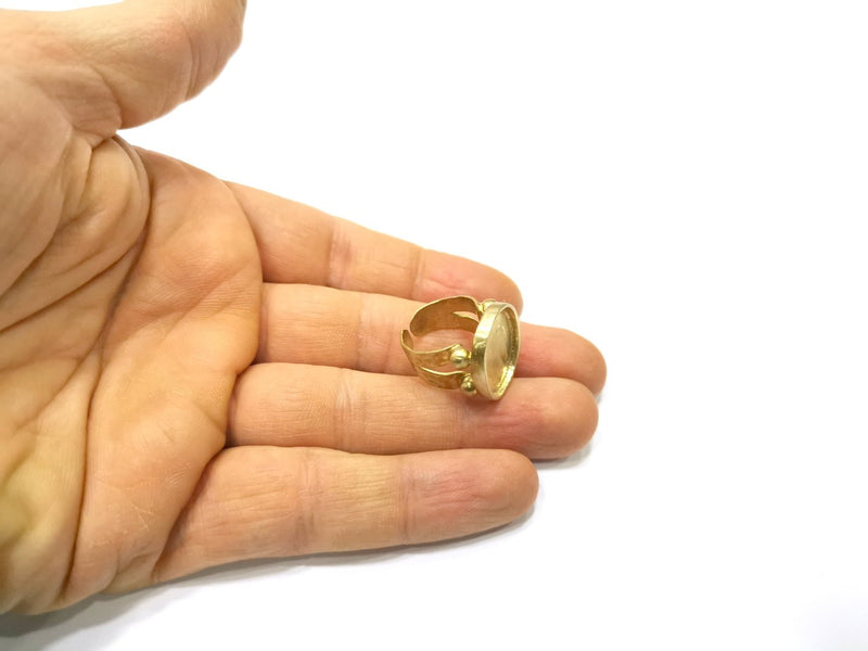 Raw Brass Ring Blank Bezel Settings Cabochon Base Mountings Adjustable Resin Blank  (19x16mm blank ) G16913