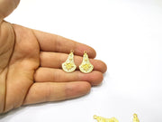 4 Flower Charms Gold Plated Charms  (26x16mm)  G16916