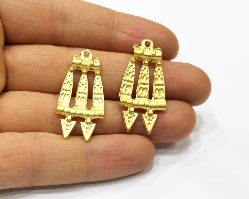 2 Gold Charms Gold Plated Charms  (36x18mm)  G16919