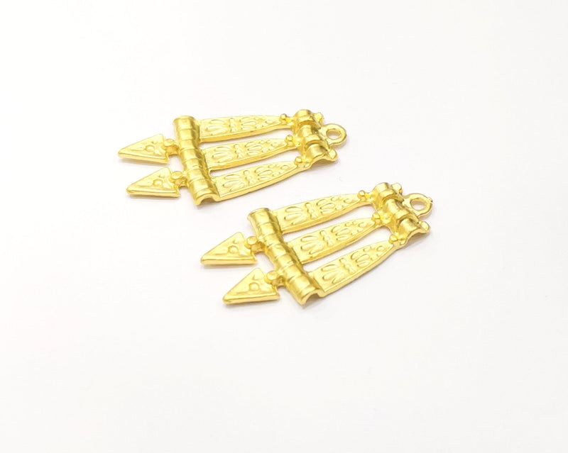 2 Gold Charms Gold Plated Charms  (36x18mm)  G16919