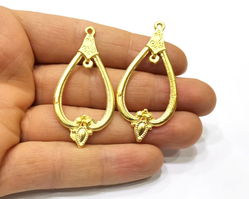 2 Gold Charms Gold Plated Charms  (54x26mm)  G16921