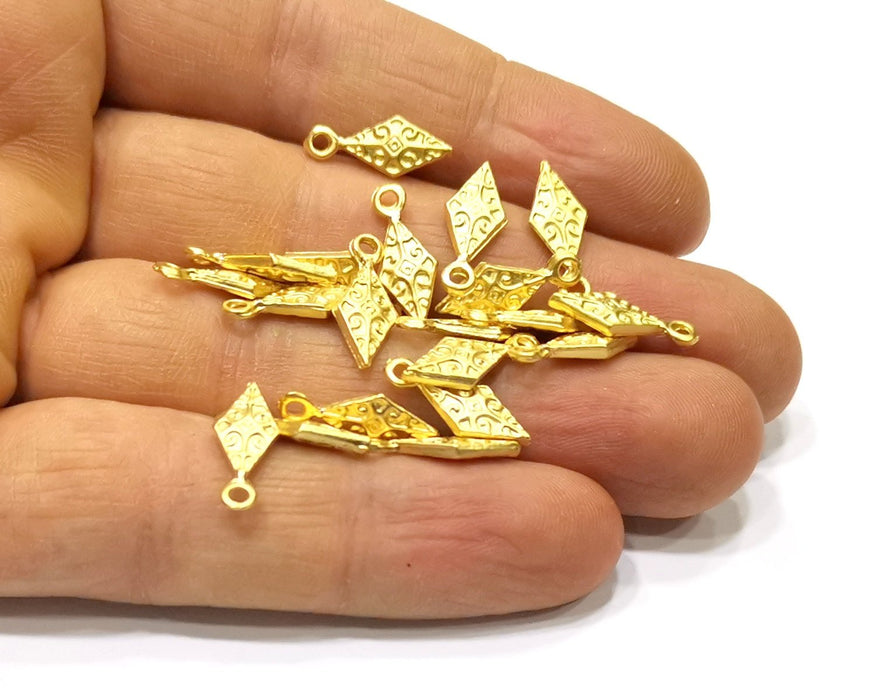 10 Gold Charms Gold Plated Charms  (16x6mm)  G16927