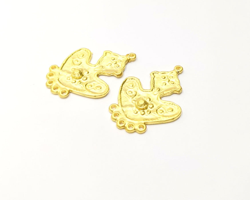 2 Gold Charms Connector Gold Plated Charms  (37x26mm)  G16932