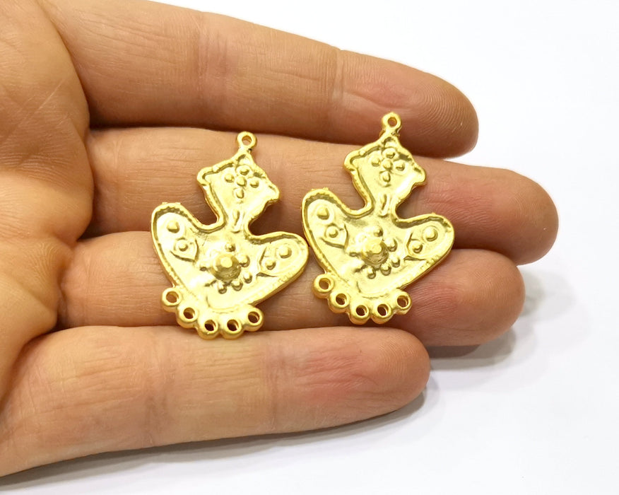 2 Gold Charms Connector Gold Plated Charms  (37x26mm)  G16932