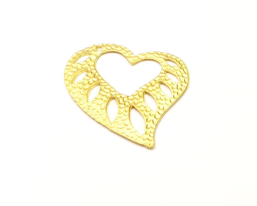 2 Heart Charms Gold Plated Charms  (41x38mm)  G16935