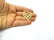 2 Heart Charms Gold Plated Charms  (41x38mm)  G16935
