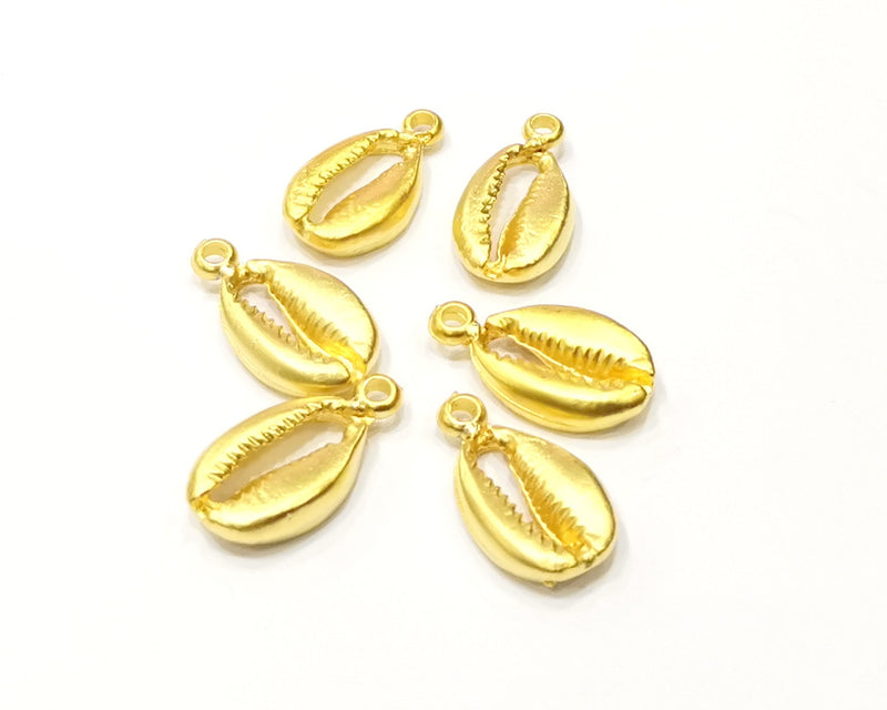 5 Cowrie Shell Charms Gold Charms Gold Plated Shell Charms (18x10mm)  G16938