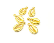 5 Cowrie Shell Charms Gold Charms Gold Plated Shell Charms (18x10mm)  G16938