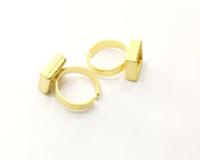 Hammered Ring Blank Setting Cabochon Base inlay Ring Hammered Mounting Adjustable Ring Bezel (10x10mm blank ) Gold Plated Metal G16940