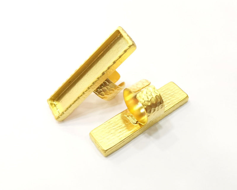 Hammered Ring Blank Setting Cabochon Base inlay Ring Hammered Mounting Adjustable Ring Bezel (50x10mm blank ) Gold Plated Metal G16941