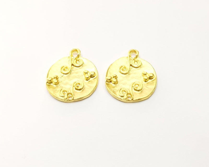 2 Gold Charms Gold Plated Charms  (26x22mm)  G16943