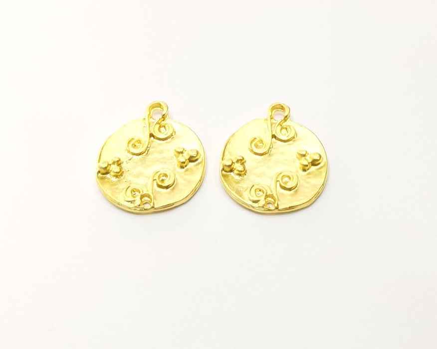 2 Gold Charms Gold Plated Charms  (26x22mm)  G16943