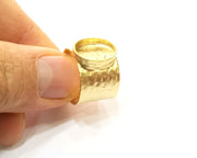Gold Ring Settings Blank Hammered inlay Ring Mosaic Ring Bezel Base Cabochon Mountings Adjustable (14x10mm blank ) Gold Plated Brass G16946