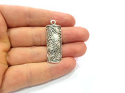 2 Mixed striped bent Charms Antique Silver Plated Metal Charms (39x13mm)  G16090