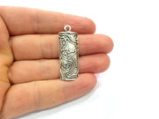 2 Mixed striped bent Charms Antique Silver Plated Metal Charms (39x13mm)  G16090