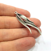 4 Silver Charms Antique Silver Plated Metal Charms (50x18mm)  G16091