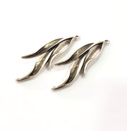 4 Silver Charms Antique Silver Plated Metal Charms (50x18mm)  G16091