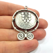 Tribal Pendants Ethnic Pendants Antique Silver Plated Metal Charms (51x43mm)  G16092