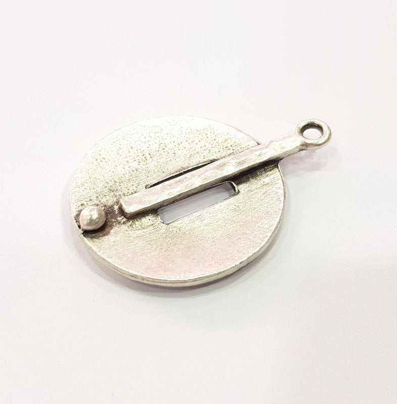 2 Silver Charms Antique Silver Plated Metal Charms (40x29mm)  G16093