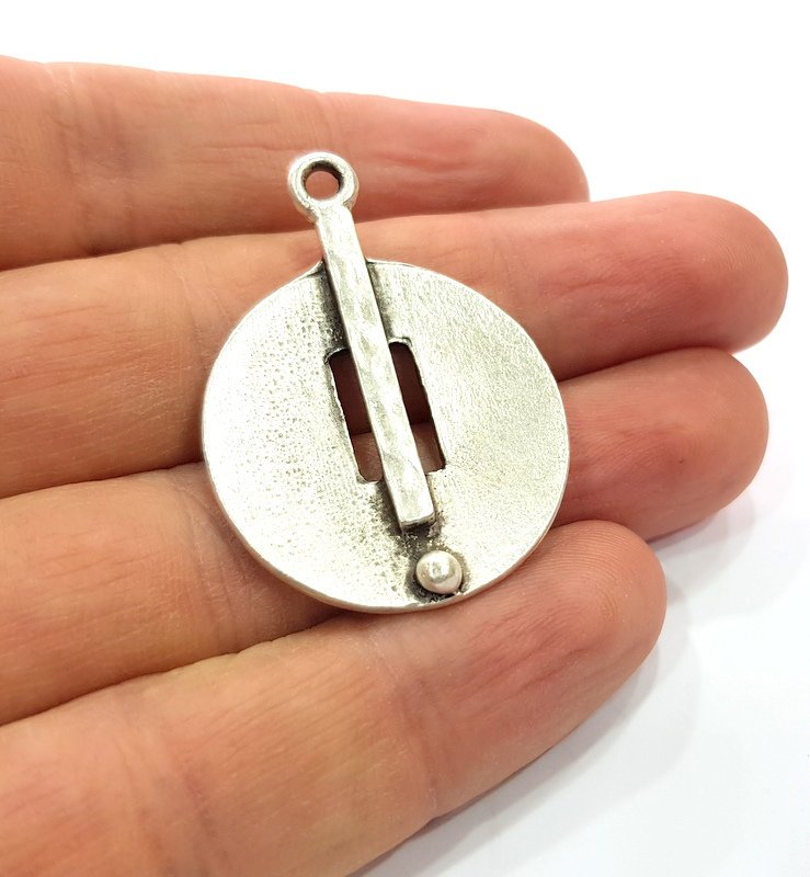 2 Silver Charms Antique Silver Plated Metal Charms (40x29mm)  G16093