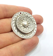 Tribal Pendants Ethnic Pendants Antique Silver Plated Metal Charms (38mm)  G16095
