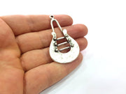 2 Silver Charms Antique Silver Plated Metal Charms (52x31mm)  G16097