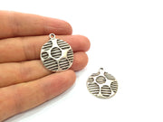 2 Silver Charms Antique Silver Plated Metal Charms (26mm)  G16099