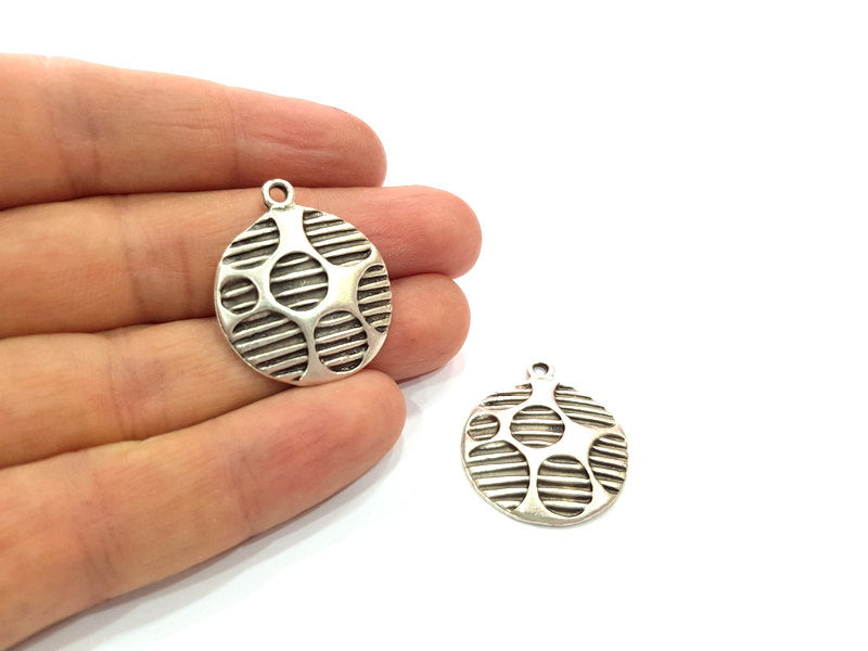 2 Silver Charms Antique Silver Plated Metal Charms (26mm)  G16099