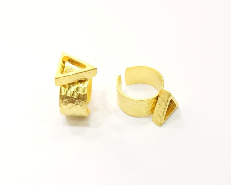Hammered Ring Blank Setting Cabochon Base inlay Ring Hammered Mounting Adjustable Ring Bezel (10x8mm blank ) Gold Plated Metal G16964