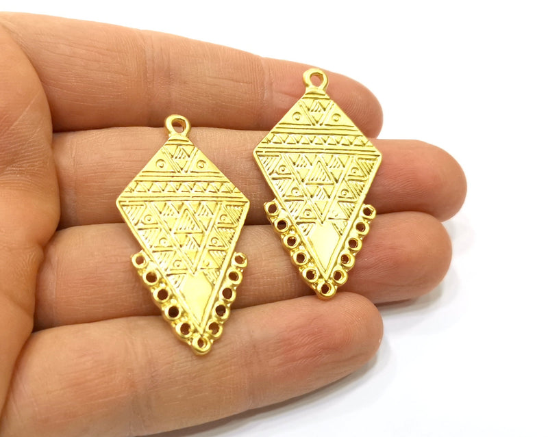 2 Gold Charms Connector Gold Plated Charms  (45x24mm)  G16967