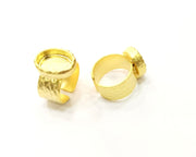 Hammered Ring Blank Setting Cabochon Base inlay Ring Hammered Mounting Adjustable Ring Bezel (14x10mm blank ) Gold Plated Metal G16970