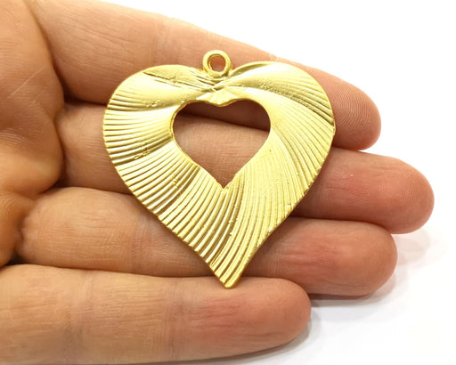 Heart Pendant Gold Plated Charms  (80x48mm)  G16971