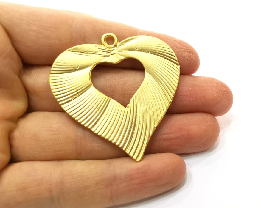 Heart Pendant Gold Plated Charms  (80x48mm)  G16971