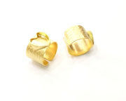 Gold Ring Settings Blank Hammered inlay Ring Mosaic Ring Bezel Base Cabochon Mountings Adjustable (12mm blank ) Gold Plated Brass G16972