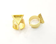 Hammered Ring Blank Setting Cabochon Base inlay Ring Hammered Mounting Adjustable Ring Bezel (14x13mm blank ) Gold Plated Metal G16974