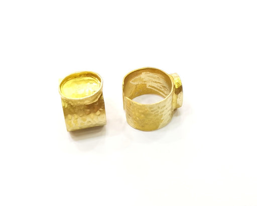 Raw Brass Ring Blank Bezel Settings Cabochon Base Mountings Adjustable Resin Blank  (14x10mm blank ) G16980