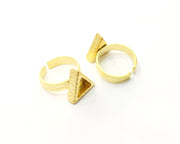 Hammered Ring Blank Setting Cabochon Base inlay Ring Hammered Mounting Adjustable Ring Bezel (9x8mm blank ) Gold Plated Metal G16981