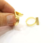 Hammered Ring Blank Setting Cabochon Base inlay Ring Hammered Mounting Adjustable Ring Bezel (9x8mm blank ) Gold Plated Metal G16981