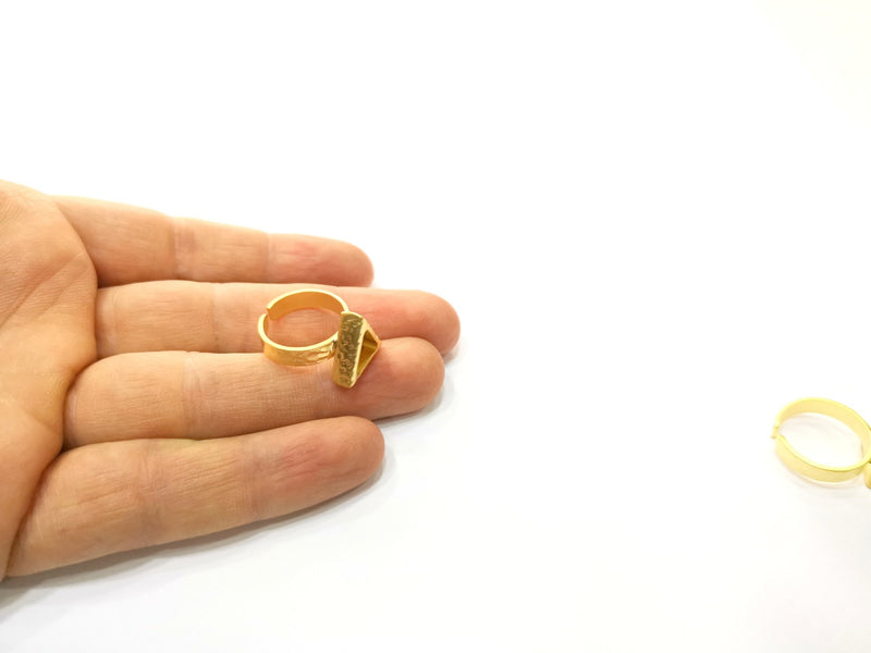 Hammered Ring Blank Setting Cabochon Base inlay Ring Hammered Mounting Adjustable Ring Bezel (9x8mm blank ) Gold Plated Metal G16981