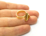 Hammered Ring Blank Setting Cabochon Base inlay Ring Hammered Mounting Adjustable Ring Bezel (9x8mm blank ) Gold Plated Metal G16981